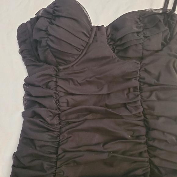 J. Crew Black Rouched One Piece Strapless Swim Bathing Suit Size 4 - Picture 2 of 7